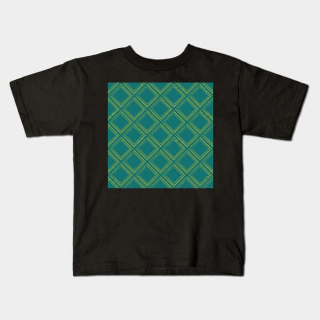 Yellow and Green Geometric Diamonds Kids T-Shirt by WalkSimplyArt